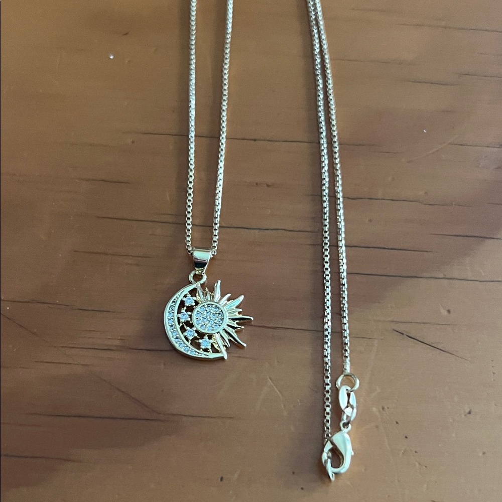 Celestial Gold-Tone Sun and Moon Necklace